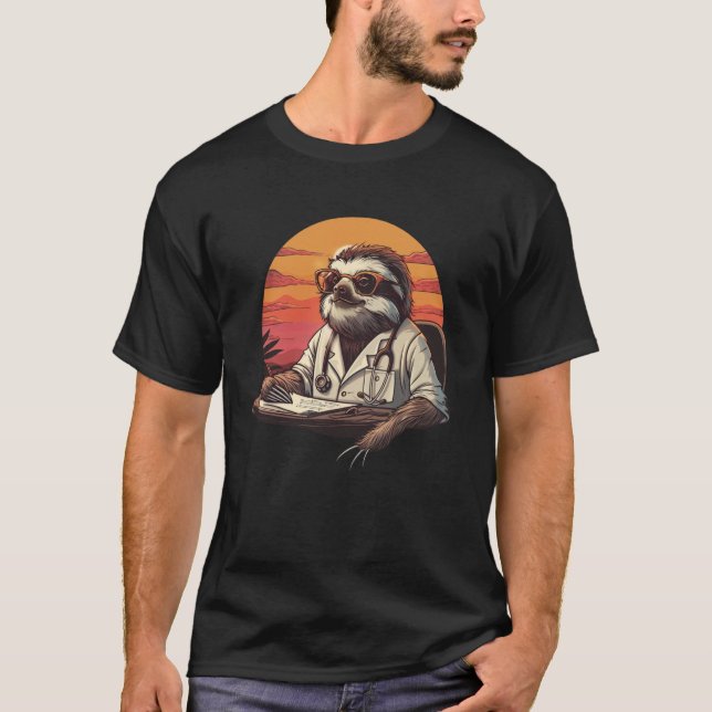 Lustiger Fauler Faultier Medizinischer Assistent T-Shirt (Vorderseite)