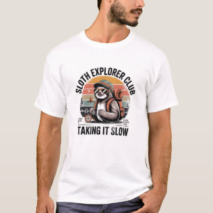 Lustiger Faultier-Explorer-Club, das Langsam-Gehen T-Shirt