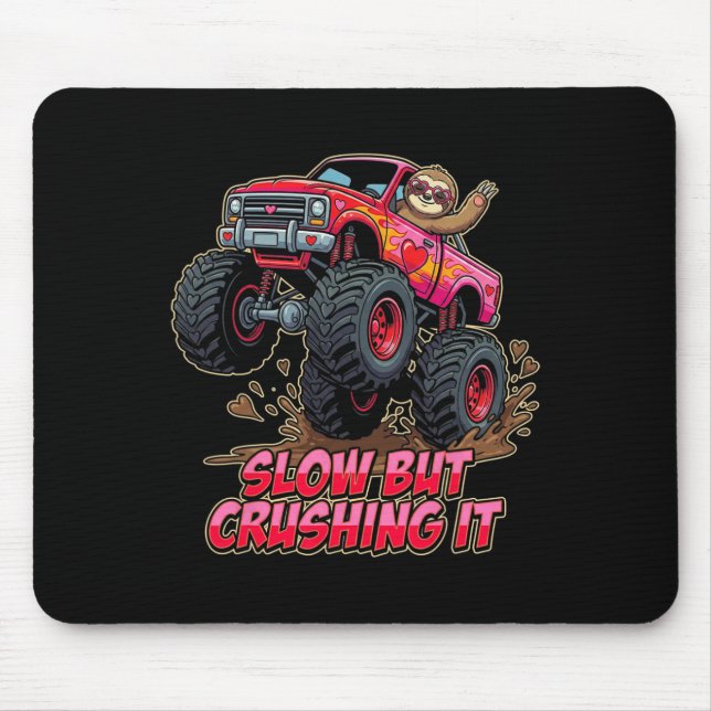 Lustiger Faultier-LKW-Monster-Valentin Langsam Abe Mousepad (Vorne)