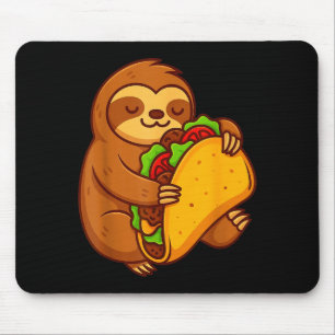 Lustiger Faultier umarmt Taco mexikanischer Essenl Mousepad