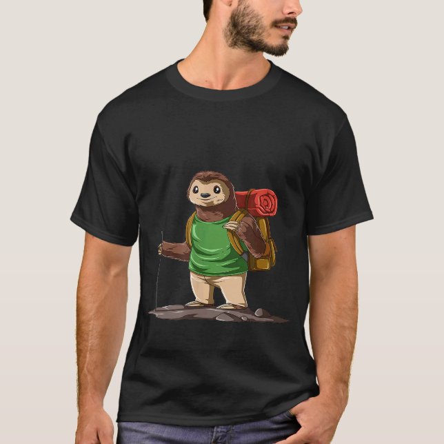 Lustiger Faultier-Wanderer  Wandern und Camping T-Shirt (Vorderseite)