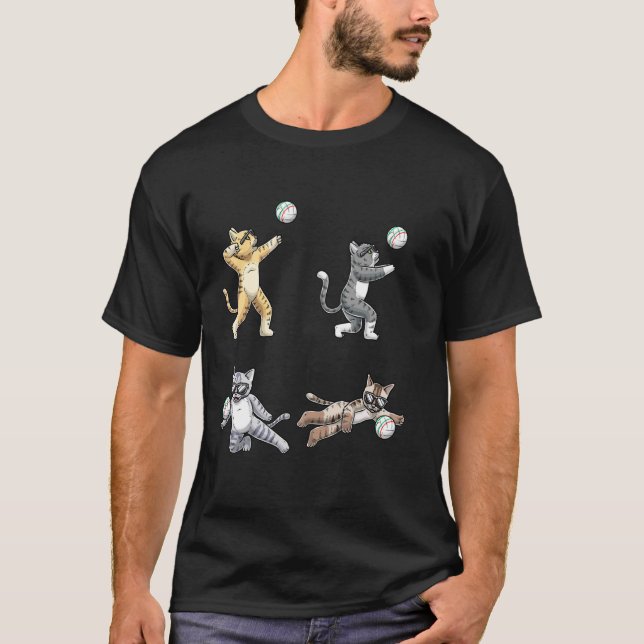 Lustiger Faustball-Katzensport T-Shirt (Vorderseite)
