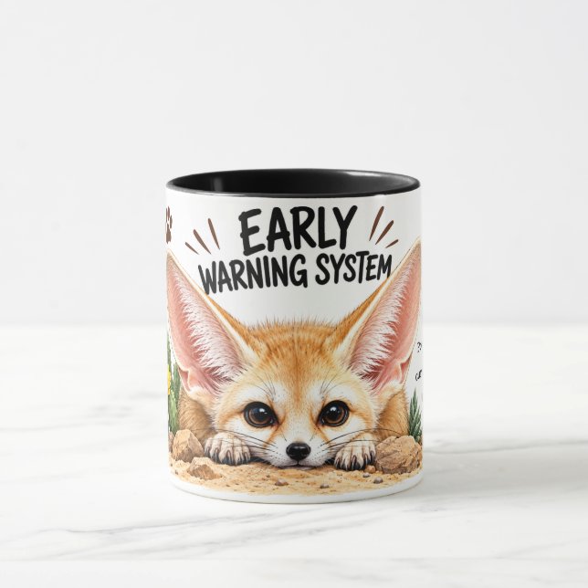 Lustiger Fennek-Fuchs-Kaffeebecher | Frühwarnsyste Tasse (Zentrum)