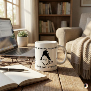 Lustiger 'Fertig mit Allen' Pinguin Personalisiert Kaffeetasse