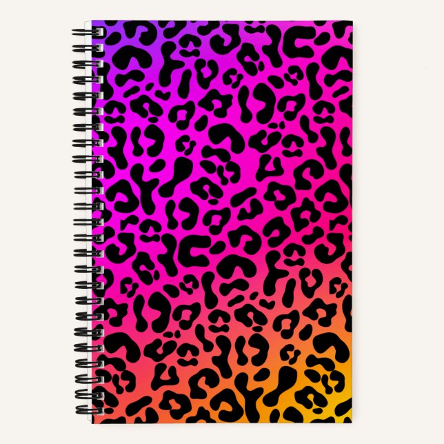 Lustiger, fetter 90er-Flashback-Regenbogen-Leopard Notizbuch (Vorderseite)