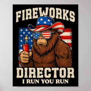 Lustiger Feuerwerksdirektor Bigfoot 4. Juli USA F Poster