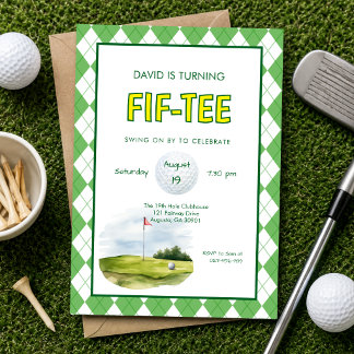 Lustiger Fif-tee Golf 50. Geburtstag Einladung