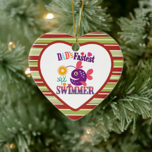 Lustiger Fisch Baby-Witz Vaters schnellster Schwim Keramik Ornament