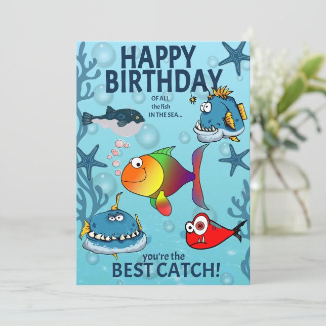 Lustiger Fisch Geburtstag (Stehend Vorderseite)