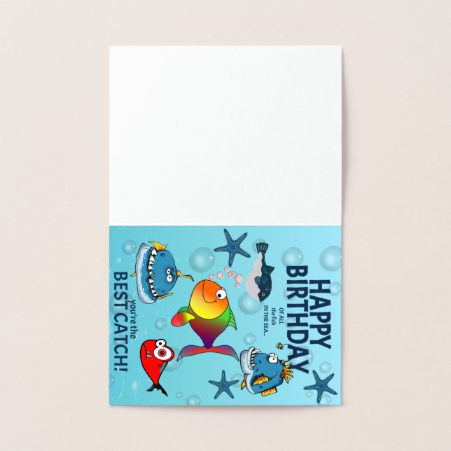 Lustiger Fisch Geburtstag Folienkarte (Innenseite)
