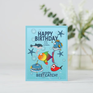 Lustiger Fisch Geburtstag Postkarte