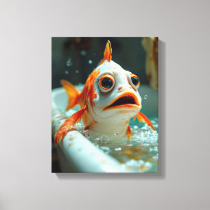 Lustiger Fisch im Bad Leinwanddruck