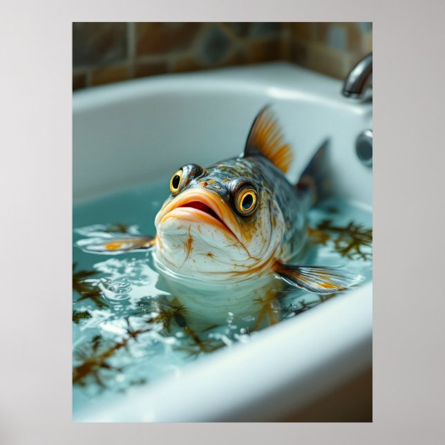 Lustiger Fisch im Bad Poster (Vorne)