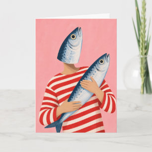 Lustiger Fisch Umarmung Whimsical Sardine Küsten N Karte