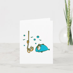 Lustiger Fisch und Wurm am Angelhaken Angelschnur  Karte