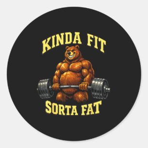 Lustiger Fitnessstudio-Bär_ irgendwie fit ziemlich Runder Aufkleber