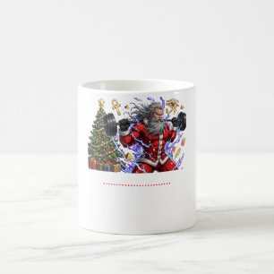 Lustiger Fitnessstudio-Weihnachtsmann stemmt Gewic Kaffeetasse