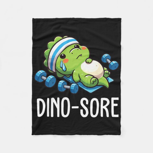 Lustiger Fitnessstudio-Workout Dinosaur Gewichte s Fleecedecke (Vorderseite)