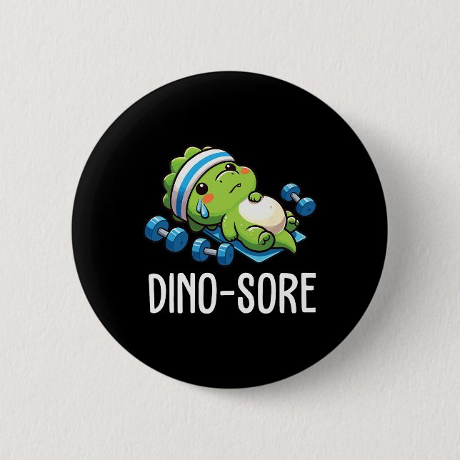 Lustiger Fitnessstudio-Workout-Dinosaurier-Gewicht Button (Vorderseite)