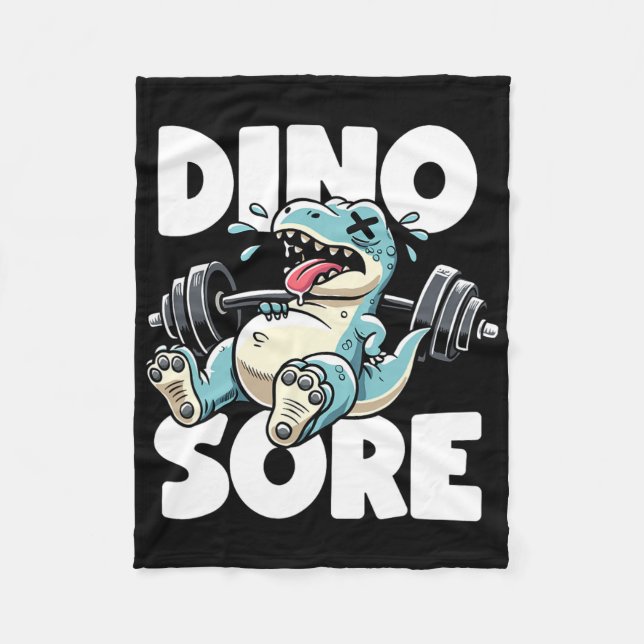 Lustiger Fitnessstudio-Workout-Dinosaurier-Gewicht Fleecedecke (Vorderseite)