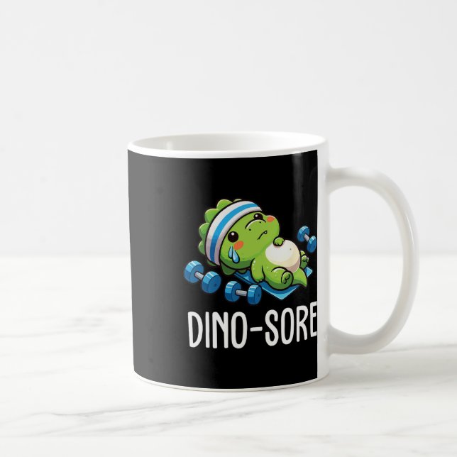Lustiger Fitnessstudio-Workout-Dinosaurier-Gewicht Kaffeetasse (Rechts)