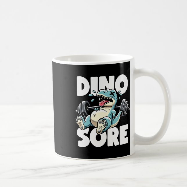 Lustiger Fitnessstudio-Workout-Dinosaurier-Gewicht Kaffeetasse (Rechts)