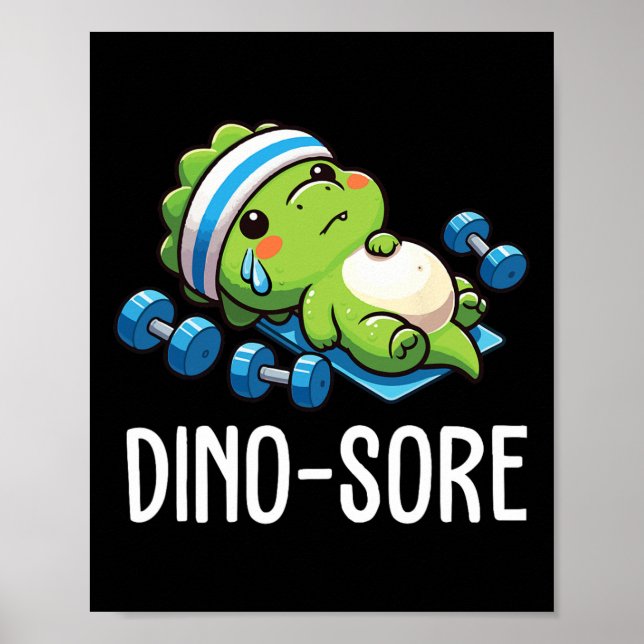 Lustiger Fitnessstudio-Workout-Dinosaurier-Gewicht Poster (Vorne)