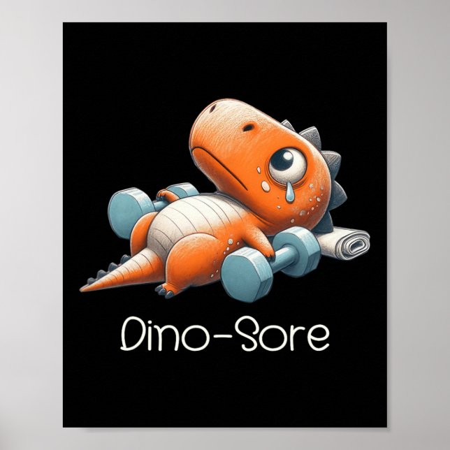 Lustiger Fitnessstudio-Workout-Dinosaurier-Gewicht Poster (Vorne)