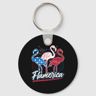 Lustiger Flamingo 4. Juli Patriotische Amerikanisc Schlüsselanhänger