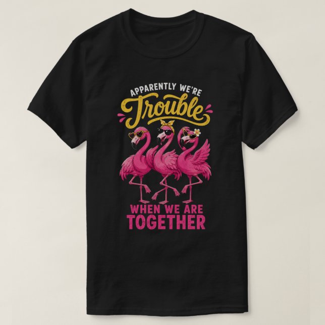 Lustiger Flamingo beste Freunde Ärger T-Shirt (Design vorne)