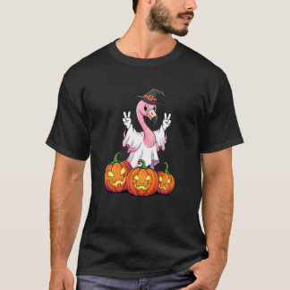 Lustiger Flamingo-Geist-Kürbis-Buh-Halloween-Kinde T-Shirt