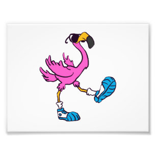 Lustiger Flamingo mit Sonnenbrille Rückseitenfar Fotodruck