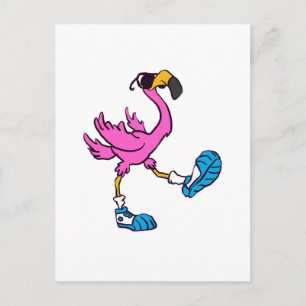Lustiger Flamingo mit Sonnenbrille   Rückseitenfar Postkarte