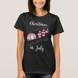 Lustiger Flamingo Rosa Retro-Campingbus Weihnachte T-Shirt