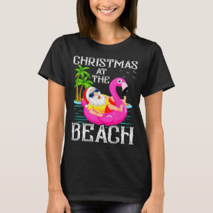 Lustiger Flamingo Schwimmender Weihnachtsmann Weih T-Shirt