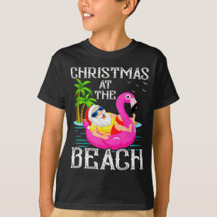 Lustiger Flamingo Schwimmender Weihnachtsmann Weih T-Shirt