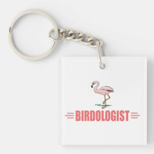 Lustiger Flamingo-Vogelbeobachtung Schlüsselanhänger