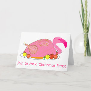 Lustiger Flamingo-Weihnachtsessen Feiertagskarte