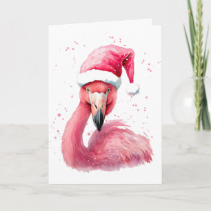 Lustiger Flamingo Weihnachtsmann Hut Fröhliche tro Karte