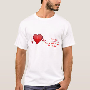 Lustiger Flatlining Herz-Schlag-Spaß-T - Shirt