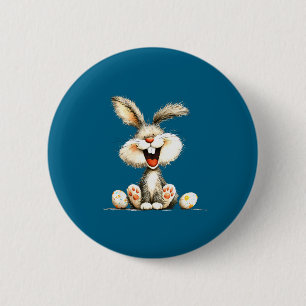 Lustiger flauschiger Hase mit wildem Fell, süße Ka Button