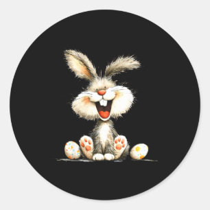Lustiger flauschiger Hase mit wildem Fell, süße Ka Runder Aufkleber