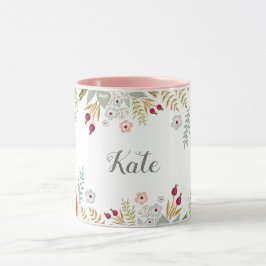 Lustiger floraler Personalisierter Name Zwei-Tone- Tasse