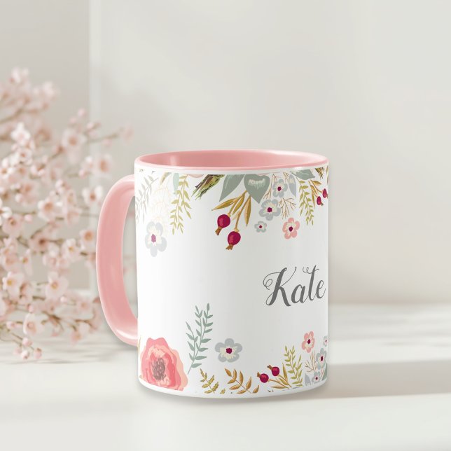 Lustiger floraler Personalisierter Name Zwei-Tone- Tasse (Von Creator hochgeladen)