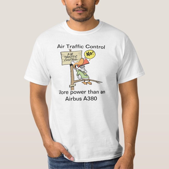 Lustiger Flugverkehr-Kontrollen-Airbus-Cartoon T-Shirt (Vorderseite)