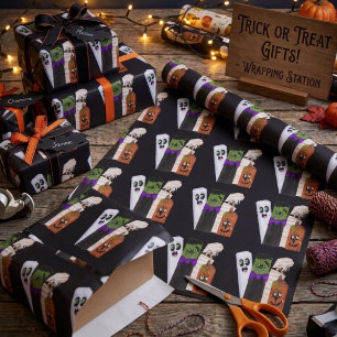 Lustiger Frankenstein-Geist-Kürbis-Unsichtbarer-Ma Geschenkpapier