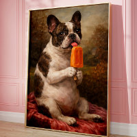 Lustiger Französische Bulldogge Eis am Stiel Wandk