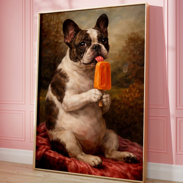 Lustiger Französische Bulldogge Eis am Stiel Wandk Poster (Von Creator hochgeladen)