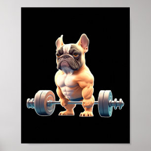 Lustiger französischer Bulldogge Bodybuilding Gym Poster