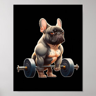 Lustiger Französischer Bulldogge Bodybuilding Gym  Poster